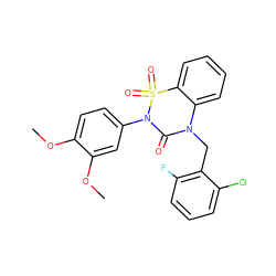 COc1ccc(N2C(=O)N(Cc3c(F)cccc3Cl)c3ccccc3S2(=O)=O)cc1OC ZINC000010273817