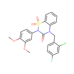 COc1ccc(N2C(=O)N(Cc3ccc(F)cc3Cl)c3ccccc3S2(=O)=O)cc1OC ZINC000010273821