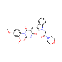 COc1ccc(N2C(=O)NC(=O)/C(=C\c3cn(CC(=O)N4CCOCC4)c4ccccc34)C2=O)c(OC)c1 ZINC000015936831