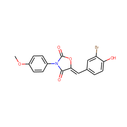 COc1ccc(N2C(=O)O/C(=C\c3ccc(O)c(Br)c3)C2=O)cc1 ZINC000082157964