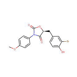 COc1ccc(N2C(=O)O[C@@H](Cc3ccc(O)c(Br)c3)C2=O)cc1 ZINC000082157962