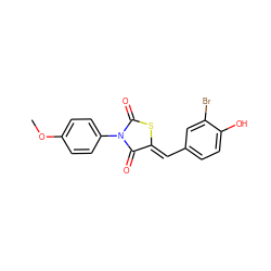 COc1ccc(N2C(=O)S/C(=C\c3ccc(O)c(Br)c3)C2=O)cc1 ZINC000073224286