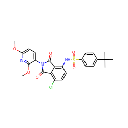 COc1ccc(N2C(=O)c3c(Cl)ccc(NS(=O)(=O)c4ccc(C(C)(C)C)cc4)c3C2=O)c(OC)n1 ZINC000653842157