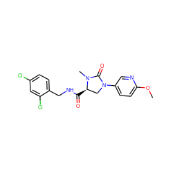 COc1ccc(N2C[C@@H](C(=O)NCc3ccc(Cl)cc3Cl)N(C)C2=O)cn1 ZINC000095565059