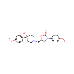 COc1ccc(N2C[C@@H](CN3CCC(O)(c4ccc(OC)cc4)CC3)OC2=O)cc1 ZINC000029416074