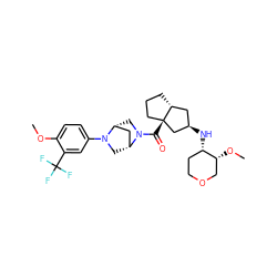 COc1ccc(N2C[C@@H]3C[C@H]2CN3C(=O)[C@@]23CCC[C@@H]2C[C@@H](N[C@H]2CCOC[C@H]2OC)C3)cc1C(F)(F)F ZINC000150207981