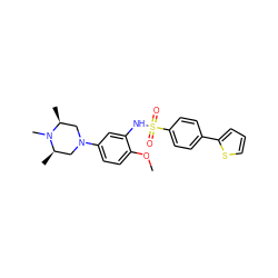 COc1ccc(N2C[C@H](C)N(C)[C@H](C)C2)cc1NS(=O)(=O)c1ccc(-c2cccs2)cc1 ZINC000095598542
