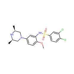 COc1ccc(N2C[C@H](C)N[C@H](C)C2)cc1NS(=O)(=O)c1ccc(Cl)c(Cl)c1 ZINC000095598611