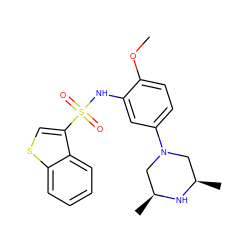 COc1ccc(N2C[C@H](C)N[C@H](C)C2)cc1NS(=O)(=O)c1csc2ccccc12 ZINC000095598618