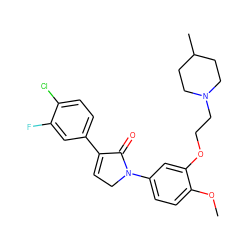 COc1ccc(N2CC=C(c3ccc(Cl)c(F)c3)C2=O)cc1OCCN1CCC(C)CC1 ZINC000040566977