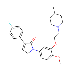 COc1ccc(N2CC=C(c3ccc(F)cc3)C2=O)cc1OCCN1CCC(C)CC1 ZINC000040575365