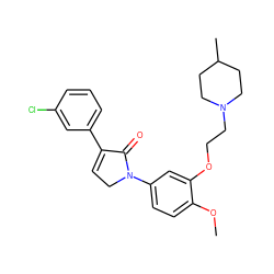 COc1ccc(N2CC=C(c3cccc(Cl)c3)C2=O)cc1OCCN1CCC(C)CC1 ZINC000040567061