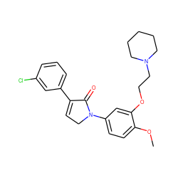 COc1ccc(N2CC=C(c3cccc(Cl)c3)C2=O)cc1OCCN1CCCCC1 ZINC000003819079