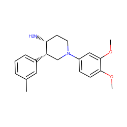 COc1ccc(N2CC[C@@H](N)[C@@H](c3cccc(C)c3)C2)cc1OC ZINC000028821828