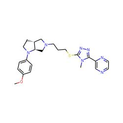 COc1ccc(N2CC[C@@H]3CN(CCCSc4nnc(-c5cnccn5)n4C)C[C@H]32)cc1 ZINC000653724967