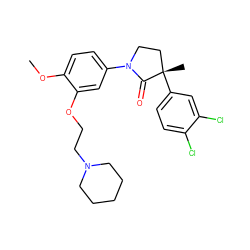 COc1ccc(N2CC[C@](C)(c3ccc(Cl)c(Cl)c3)C2=O)cc1OCCN1CCCCC1 ZINC000040567503