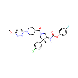 COc1ccc(N2CCC(C(=O)N3C[C@@H](N(C)C(=O)Oc4ccc(F)cc4)[C@](C)(c4ccc(Cl)cc4)C3)CC2)nn1 ZINC000169698951