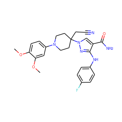 COc1ccc(N2CCC(CC#N)(n3cc(C(N)=O)c(Nc4ccc(F)cc4)n3)CC2)cc1OC ZINC000205014504