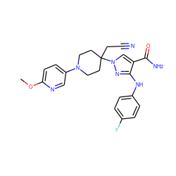 COc1ccc(N2CCC(CC#N)(n3cc(C(N)=O)c(Nc4ccc(F)cc4)n3)CC2)cn1 ZINC000205066562