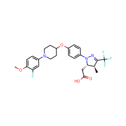 COc1ccc(N2CCC(Oc3ccc(N4N=C(C(F)(F)F)[C@@H](C)[C@@H]4CC(=O)O)cc3)CC2)cc1F ZINC000219566171