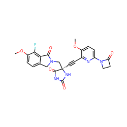 COc1ccc(N2CCC2=O)nc1C#C[C@]1(CN2Cc3ccc(OC)c(F)c3C2=O)NC(=O)NC1=O ZINC000096173661