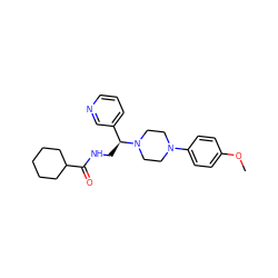 COc1ccc(N2CCN([C@@H](CNC(=O)C3CCCCC3)c3cccnc3)CC2)cc1 ZINC000056896131
