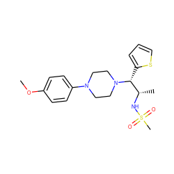 COc1ccc(N2CCN([C@H](c3cccs3)[C@H](C)NS(C)(=O)=O)CC2)cc1 ZINC000004061785