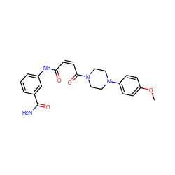 COc1ccc(N2CCN(C(=O)/C=C\C(=O)Nc3cccc(C(N)=O)c3)CC2)cc1 ZINC000778228012