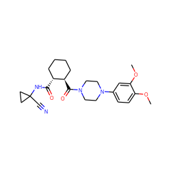 COc1ccc(N2CCN(C(=O)[C@@H]3CCCC[C@H]3C(=O)NC3(C#N)CC3)CC2)cc1OC ZINC000095555574