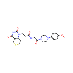 COc1ccc(N2CCN(C(=O)CNC(=O)CCn3c4c(c(=O)[nH]c3=O)CSCC4)CC2)cc1 ZINC000013860426