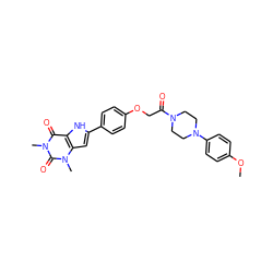 COc1ccc(N2CCN(C(=O)COc3ccc(-c4cc5c([nH]4)c(=O)n(C)c(=O)n5C)cc3)CC2)cc1 ZINC000029059601