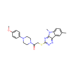 COc1ccc(N2CCN(C(=O)CSc3nnc4c5cc(C)ccc5n(C)c4n3)CC2)cc1 ZINC000001366098