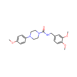 COc1ccc(N2CCN(C(=O)NCc3ccc(OC)c(OC)c3)CC2)cc1 ZINC000008026771