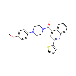 COc1ccc(N2CCN(C(=O)c3cc(-c4cccs4)nc4ccccc34)CC2)cc1 ZINC000002639426