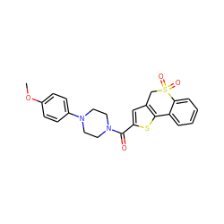 COc1ccc(N2CCN(C(=O)c3cc4c(s3)-c3ccccc3S(=O)(=O)C4)CC2)cc1 ZINC000009407519