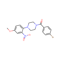 COc1ccc(N2CCN(C(=O)c3ccc(Br)cc3)CC2)c([N+](=O)[O-])c1 ZINC000013152947