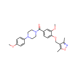 COc1ccc(N2CCN(C(=O)c3ccc(OCc4c(C)noc4C)c(OC)c3)CC2)cc1 ZINC000003449392