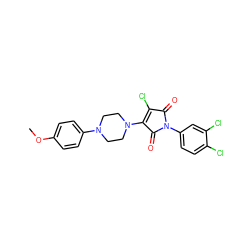 COc1ccc(N2CCN(C3=C(Cl)C(=O)N(c4ccc(Cl)c(Cl)c4)C3=O)CC2)cc1 ZINC000064512074