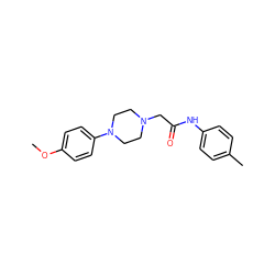 COc1ccc(N2CCN(CC(=O)Nc3ccc(C)cc3)CC2)cc1 ZINC000055562701