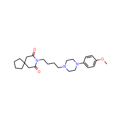 COc1ccc(N2CCN(CCCCN3C(=O)CC4(CCCC4)CC3=O)CC2)cc1 ZINC000029463432