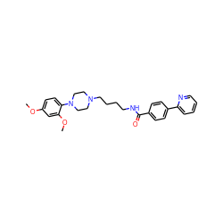 COc1ccc(N2CCN(CCCCNC(=O)c3ccc(-c4ccccn4)cc3)CC2)c(OC)c1 ZINC000035974428