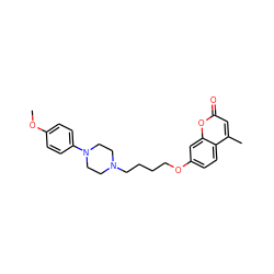 COc1ccc(N2CCN(CCCCOc3ccc4c(C)cc(=O)oc4c3)CC2)cc1 ZINC000096929499