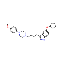 COc1ccc(N2CCN(CCCCc3c[nH]c4ccc(OC5CCCC5)cc34)CC2)cc1 ZINC000013582418