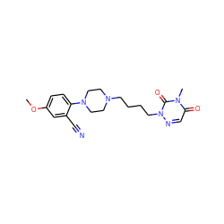 COc1ccc(N2CCN(CCCCn3ncc(=O)n(C)c3=O)CC2)c(C#N)c1 ZINC000299824736