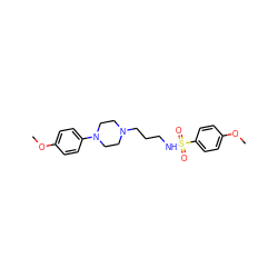 COc1ccc(N2CCN(CCCNS(=O)(=O)c3ccc(OC)cc3)CC2)cc1 ZINC000012069000