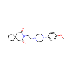 COc1ccc(N2CCN(CCN3C(=O)CC4(CCCC4)CC3=O)CC2)cc1 ZINC000013560108