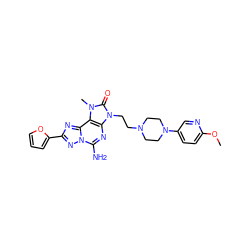 COc1ccc(N2CCN(CCn3c(=O)n(C)c4c3nc(N)n3nc(-c5ccco5)nc43)CC2)cn1 ZINC000148688271