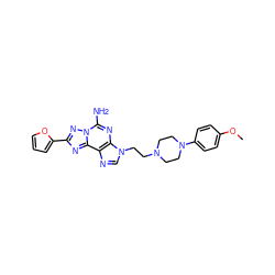 COc1ccc(N2CCN(CCn3cnc4c3nc(N)n3nc(-c5ccco5)nc43)CC2)cc1 ZINC000084403338