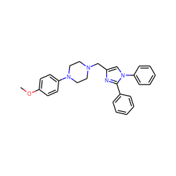 COc1ccc(N2CCN(Cc3cn(-c4ccccc4)c(-c4ccccc4)n3)CC2)cc1 ZINC000013491638