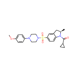 COc1ccc(N2CCN(S(=O)(=O)c3ccc4c(c3)C[C@@H](C)N4C(=O)C3CC3)CC2)cc1 ZINC000009117053